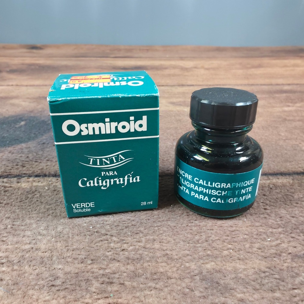 Osmiroid Calligraphic Ink Green 28ml Good Water Soluble Glass Bottle Boxed